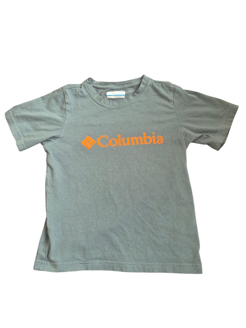 Columbia Kids Short Sleeve Tee in Olive Green with Orange Logo